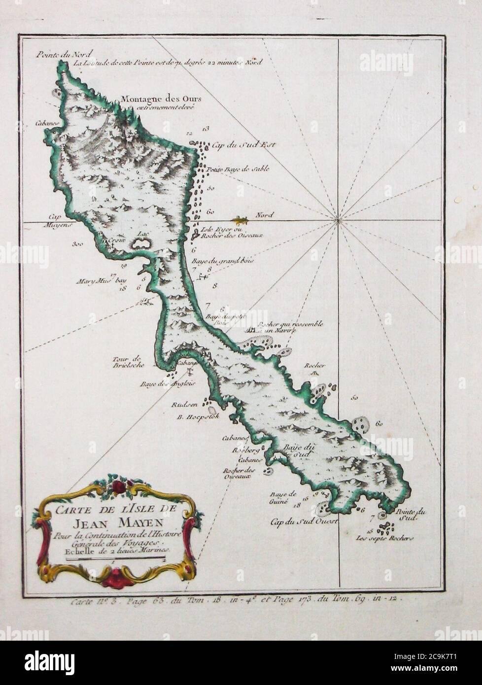 Jan Mayen mappa di Jacques-Nicolas Bellin 1760. Foto Stock