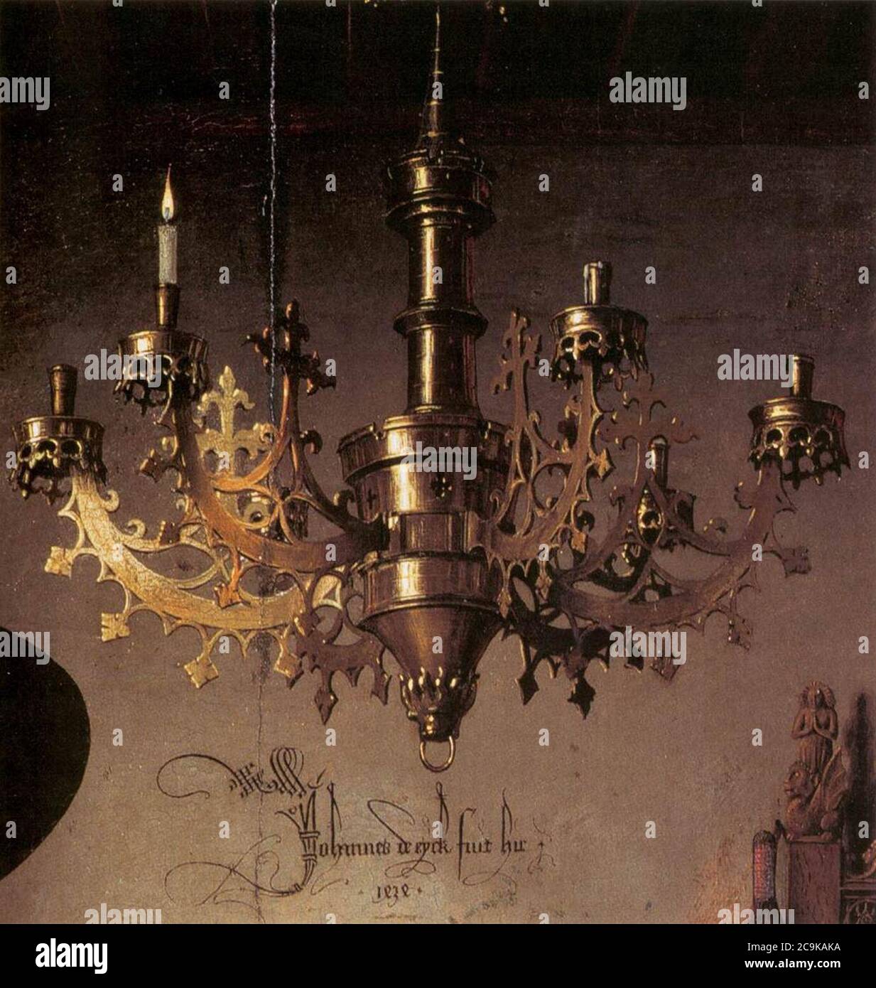 Jan van Eyck - Ritratto di Giovanni Arnolfini e sua moglie (dettaglio) Foto Stock