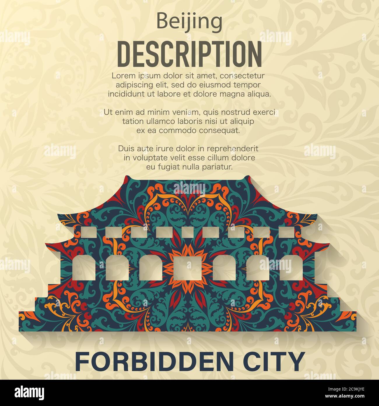 Città proibita motivo floreale sfondo Illustrazione Vettoriale