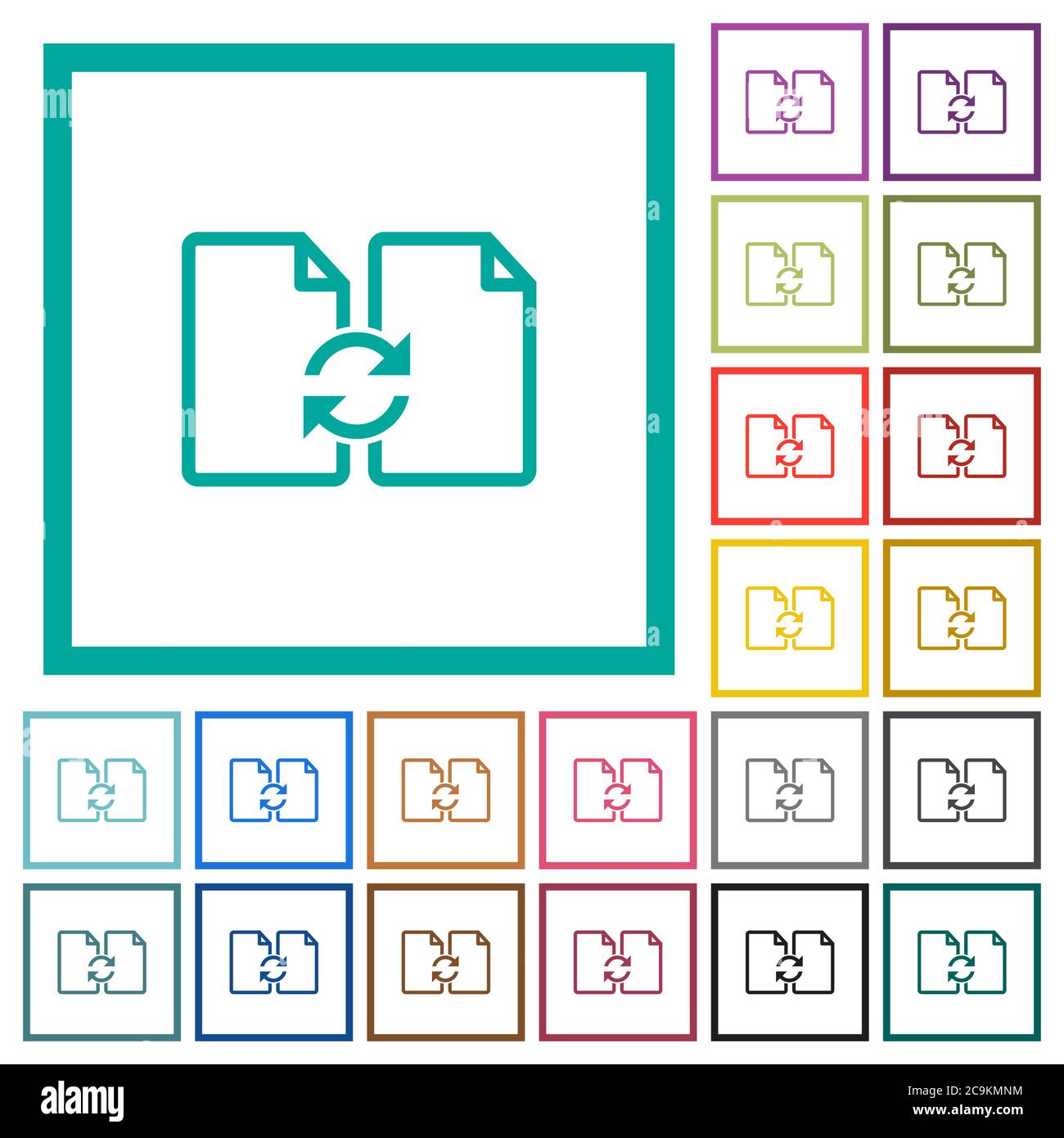 Scambia le icone a colori piatte dei documenti con cornici quadranti su sfondo bianco Illustrazione Vettoriale