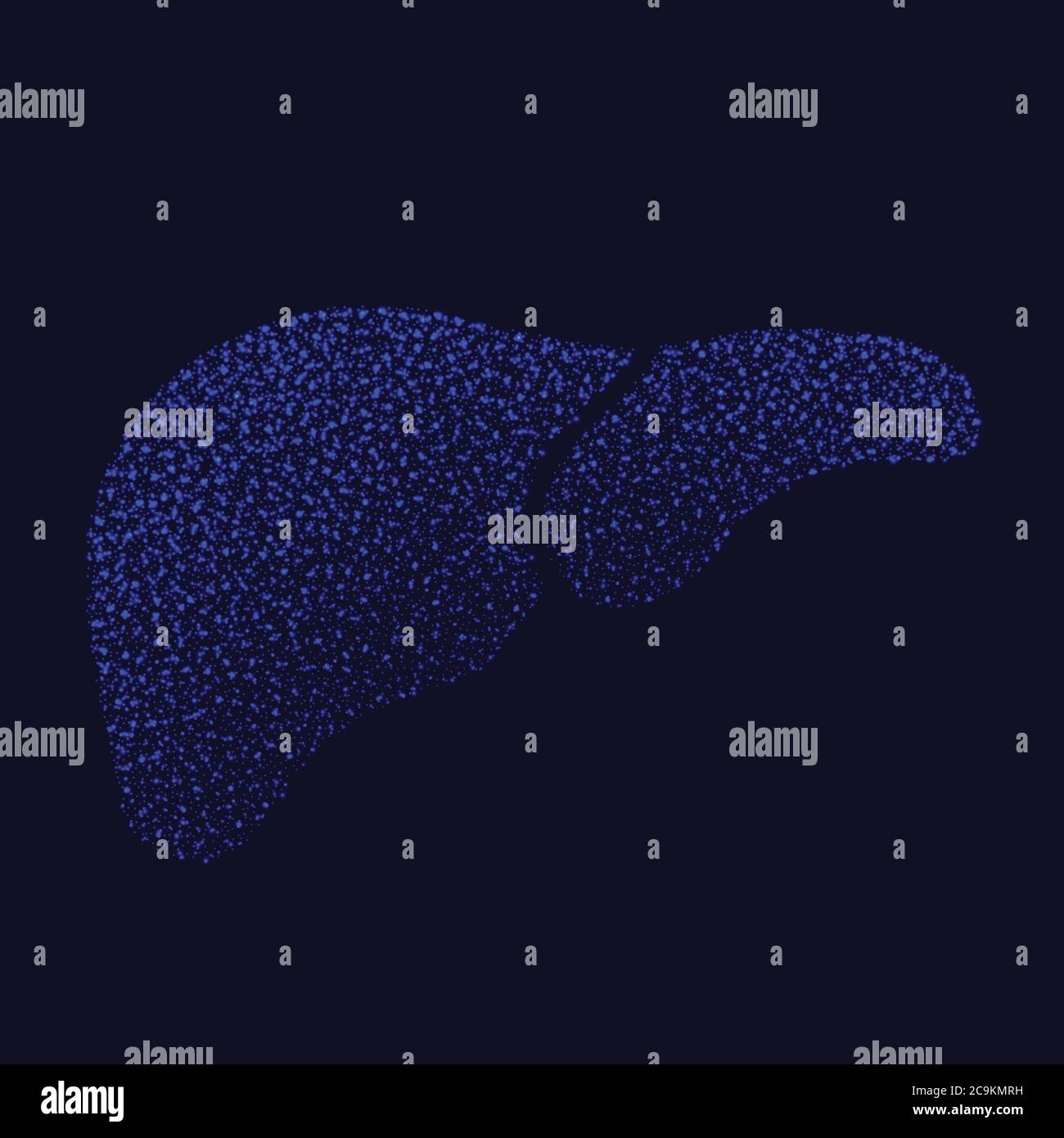 Fegato umano punteggiato silhouete sfondo Illustrazione Vettoriale