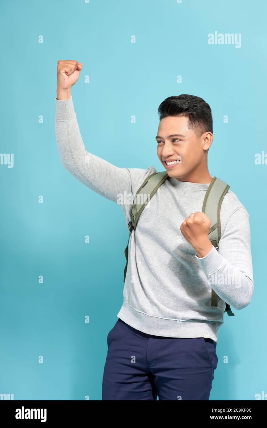 Emozione umana positiva espressione facciale. Percezione della vita, realizzazione Foto Stock