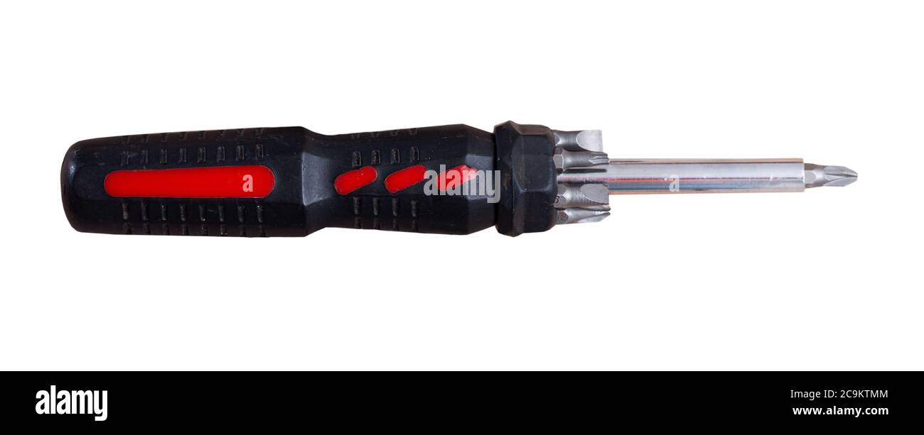 Cacciavite a croce. Concetto di riparazione domestica. Isolato su sfondo bianco Foto Stock