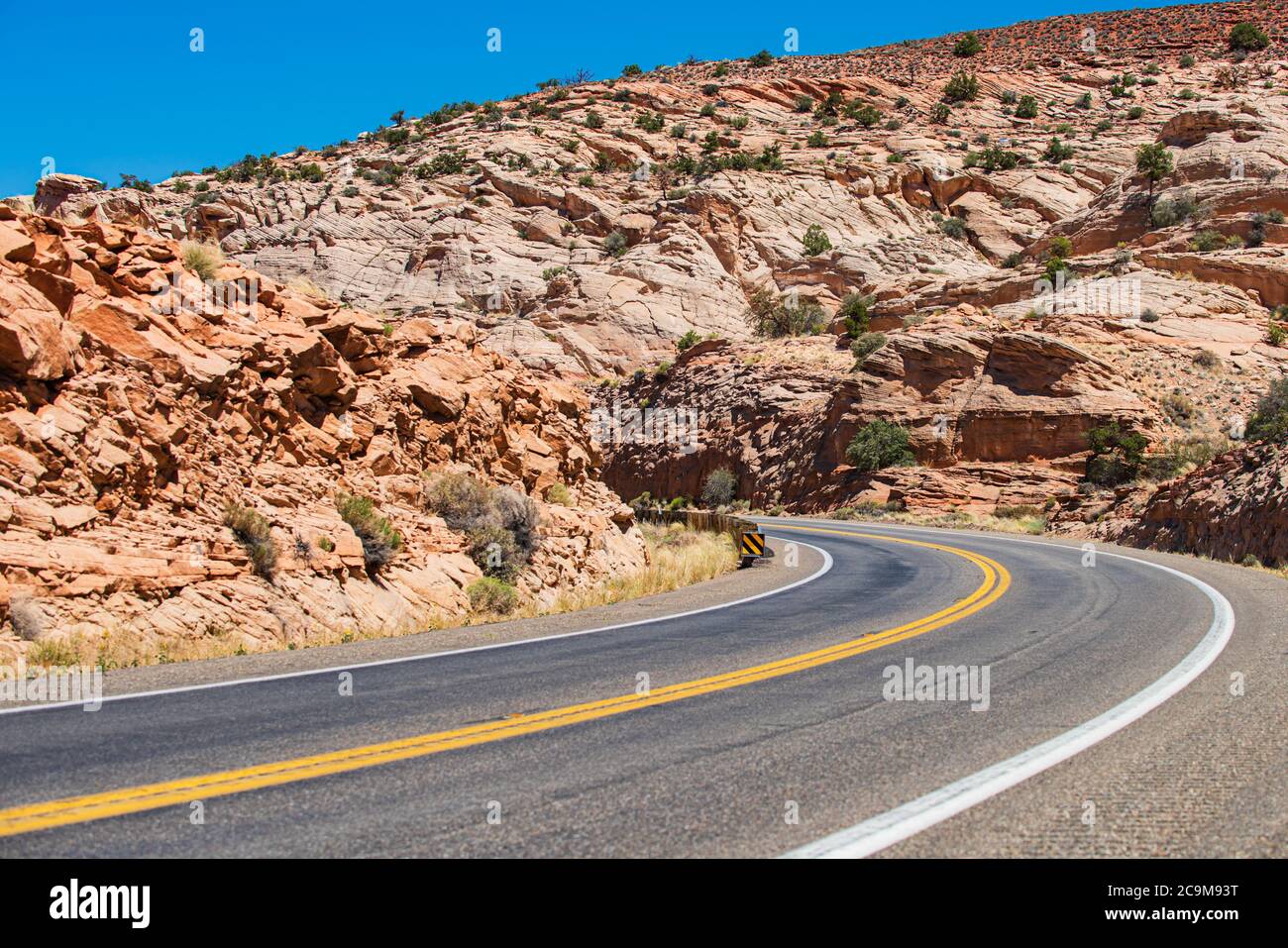 Deserto Mohave dalla Route 66 in California Yucca Valley negli Stati Uniti. Foto Stock