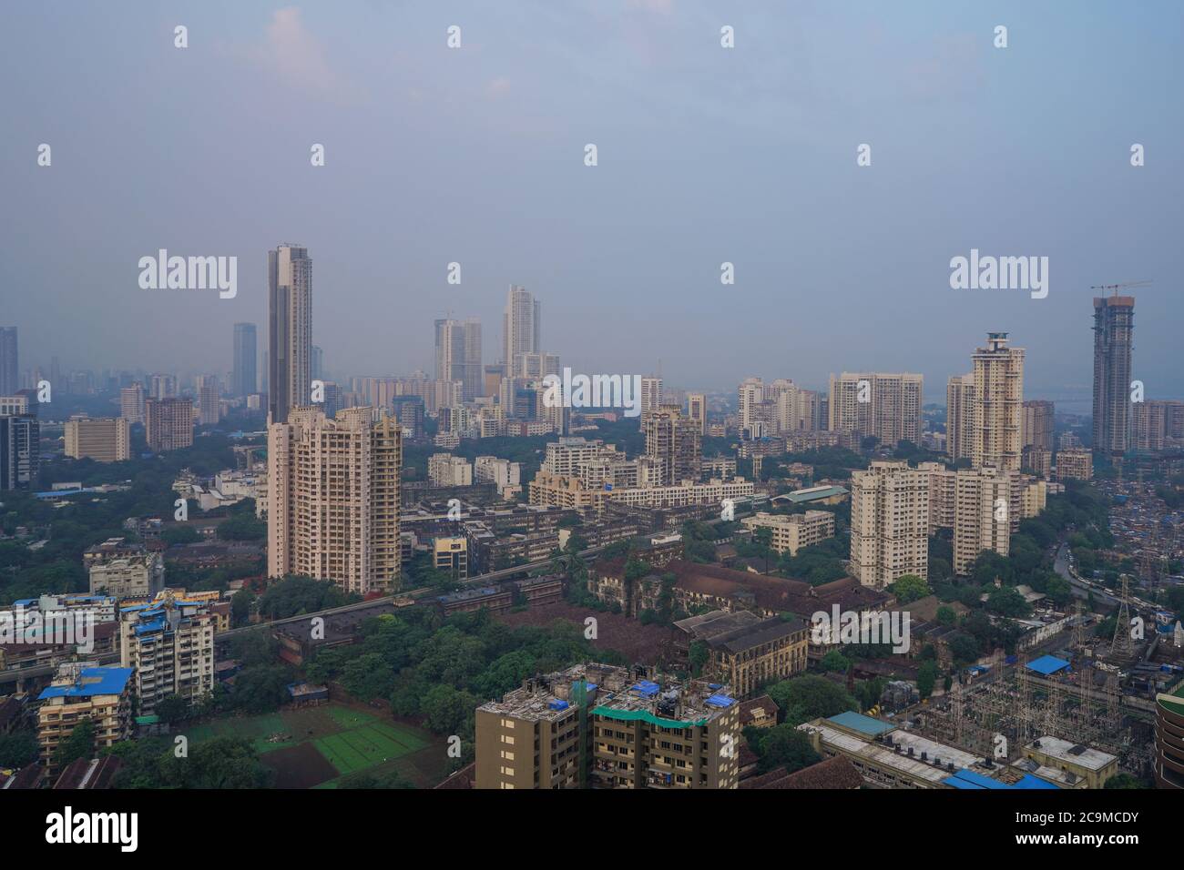 Mumbai Arial View Tall Buildings (Bombay) Monorail Arial Route 2020 Foto Stock