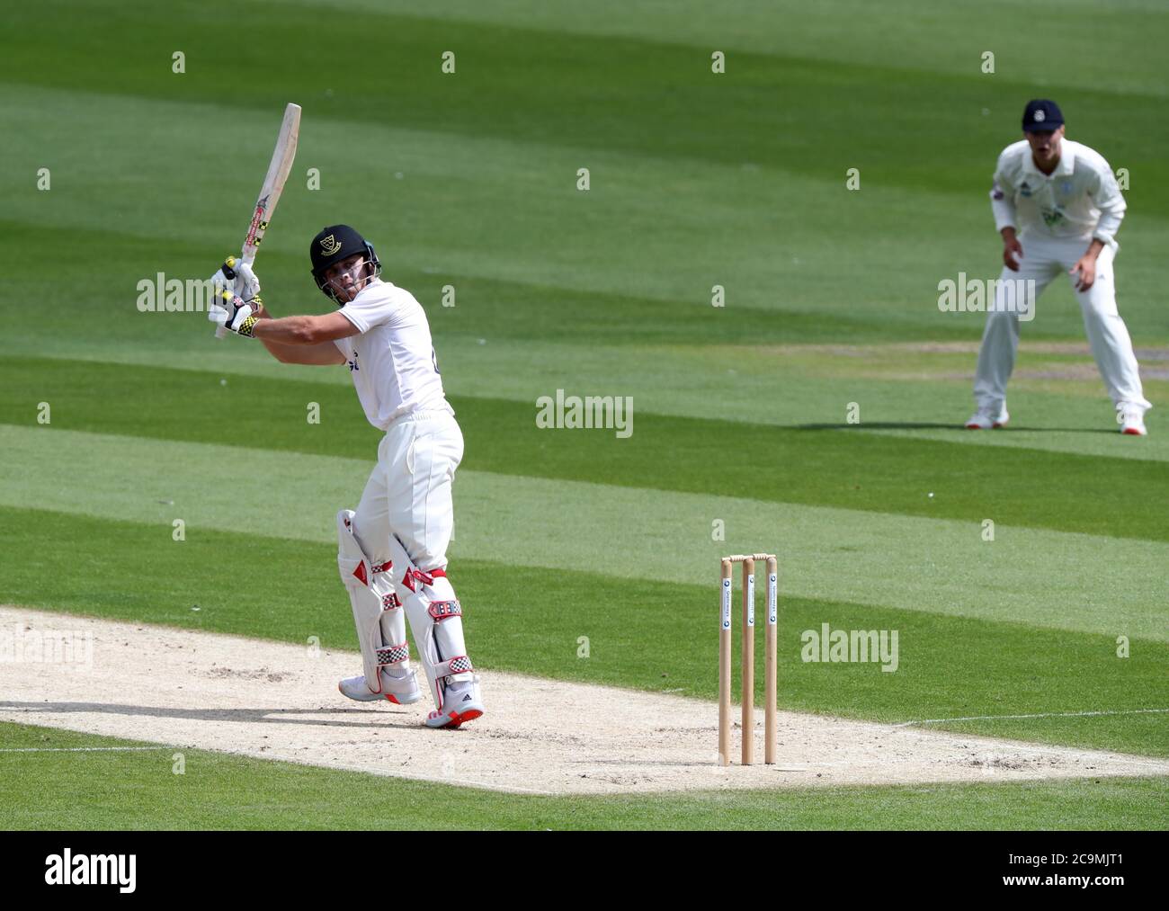 Hove, Regno Unito. 01 agosto 2020. Sussex's Phil Salt batting durante il giorno uno del Bob Willis Trophy tra Sussex e Hampshire al 1 ° terreno della contea centrale. Credit: James Boardman/Alamy Live News Foto Stock