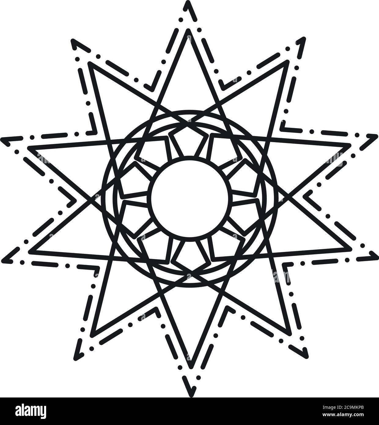 mandala ornamento decorativo etnico orientale linea stile icona vettore illustrazione Illustrazione Vettoriale