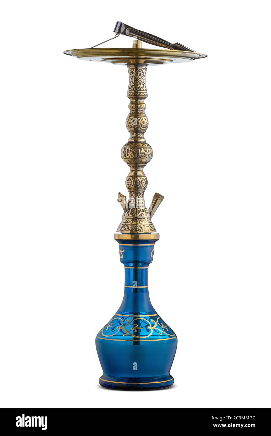 Tubo dell'acqua inciso a mano isolato o hookah. Foto Stock