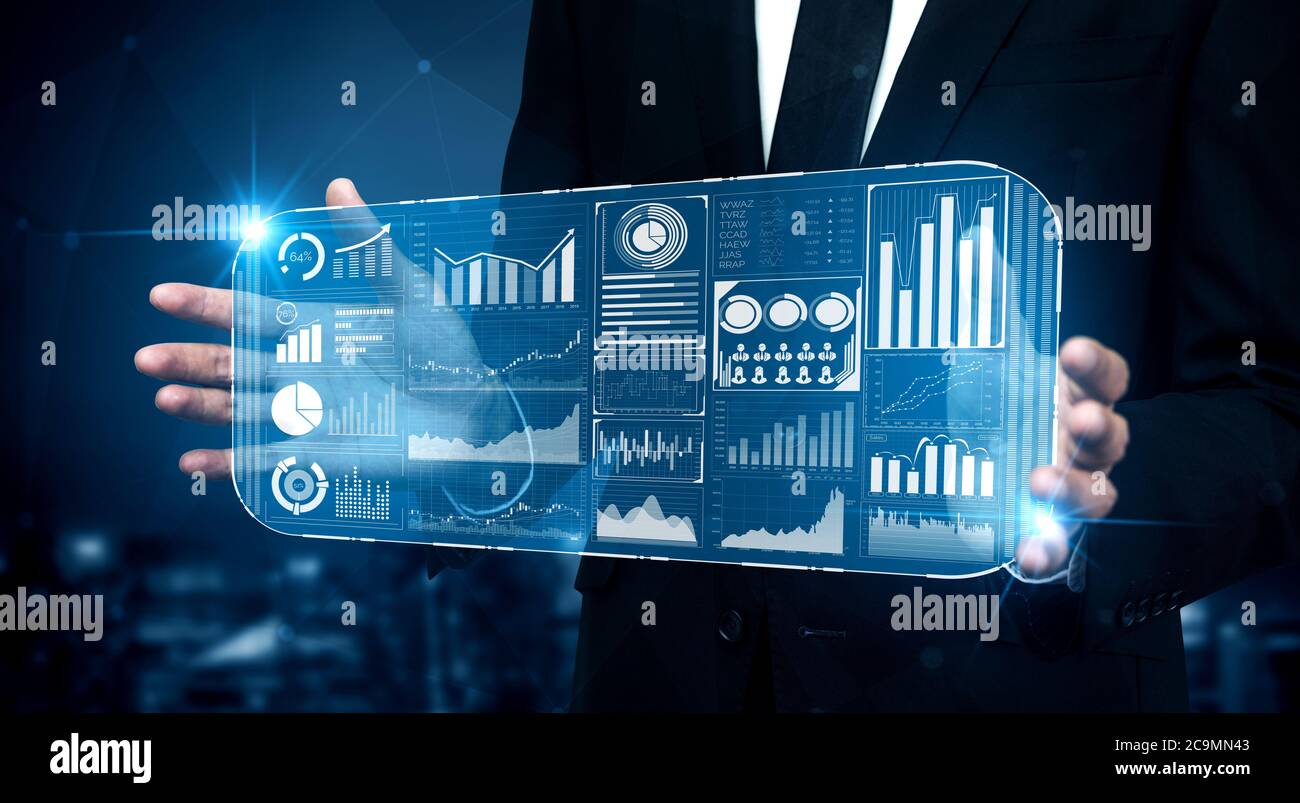 Concetto di tecnologia Big Data per il Business Finance. Foto Stock