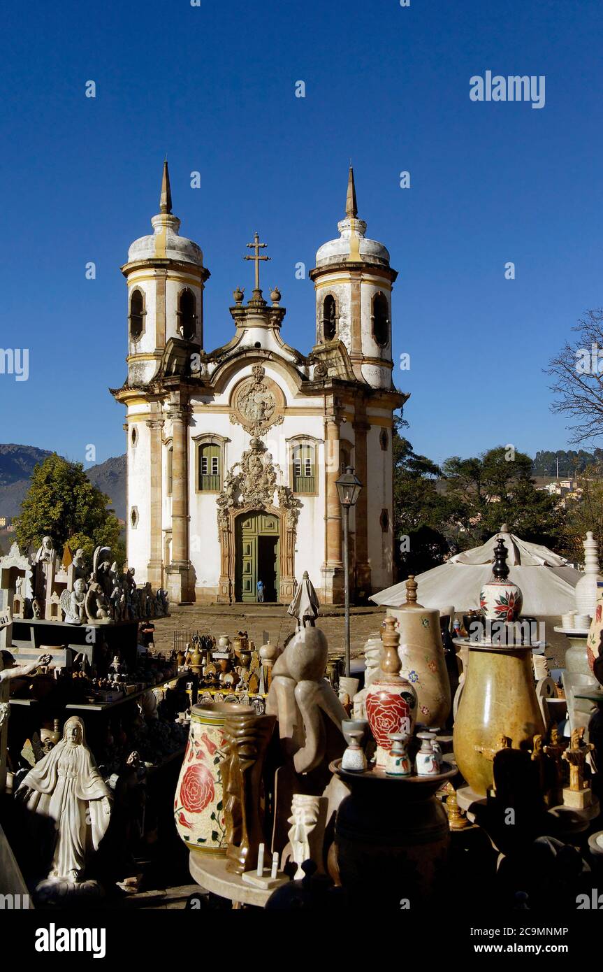 Sao Francisco de Assis Chiesa; la città di Ouro Preto, Stato di Minas Gerais, Brasile; sito Patrimonio Mondiale dell'UNESCO Foto Stock