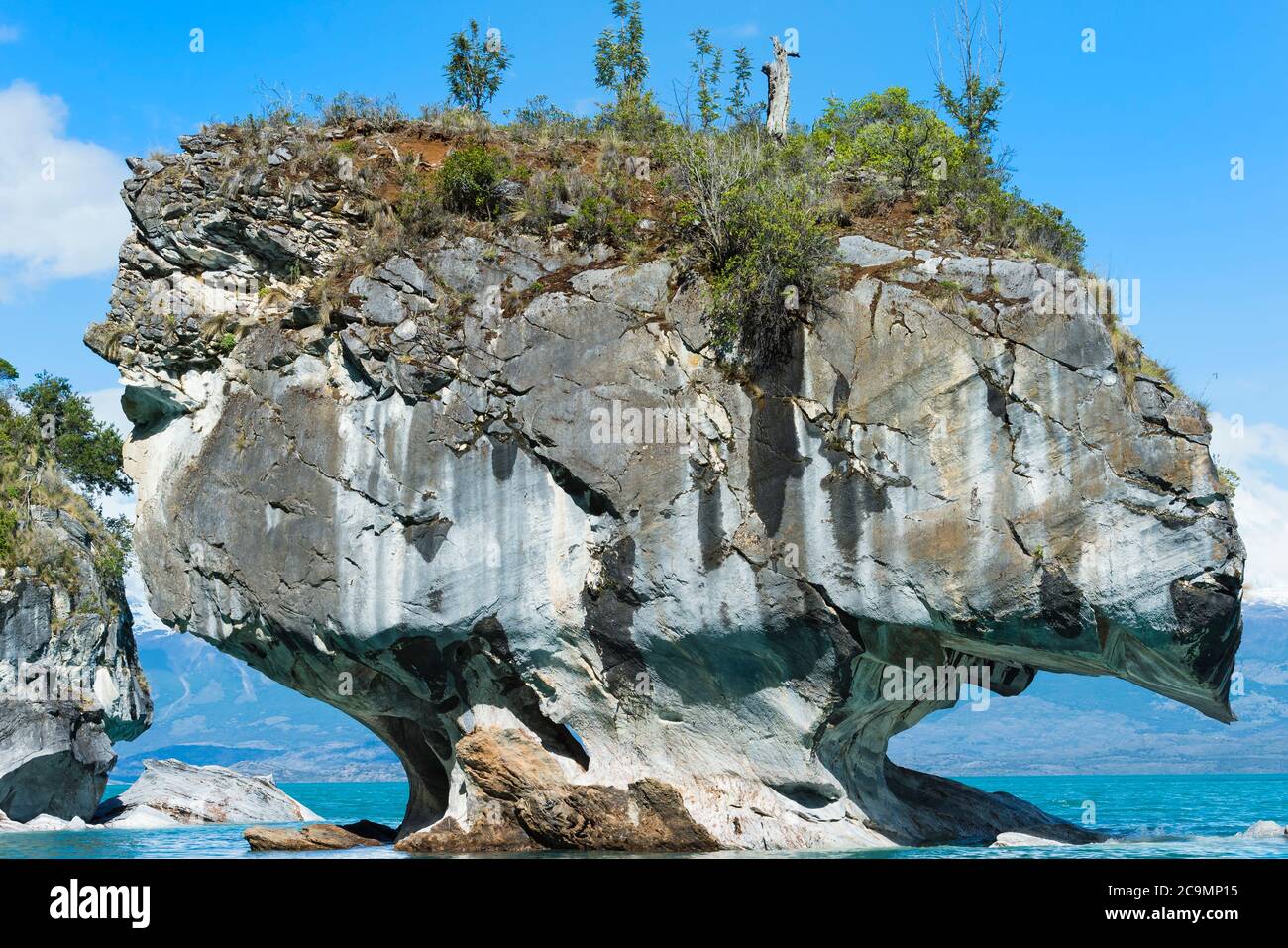 Santuario delle grotte di marmo, Cattedrale di marmo sul Lago Generale Carrera, Puerto Rio Tranquilo, Regione di Aysen, Patagonia, Cile Foto Stock