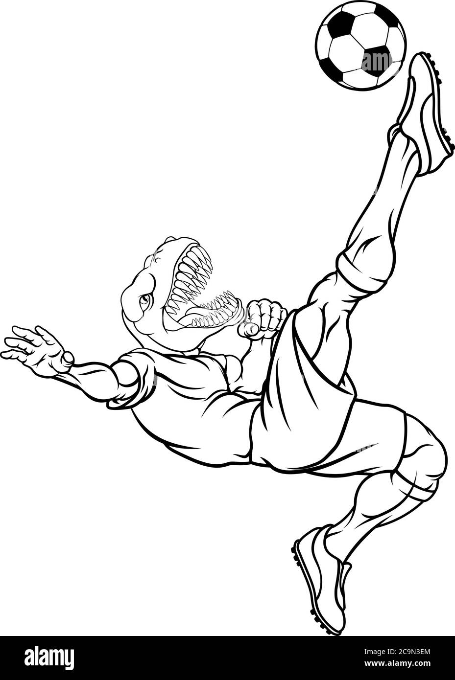 Dinosauro Soccer Football Player mascotte sportive Illustrazione Vettoriale