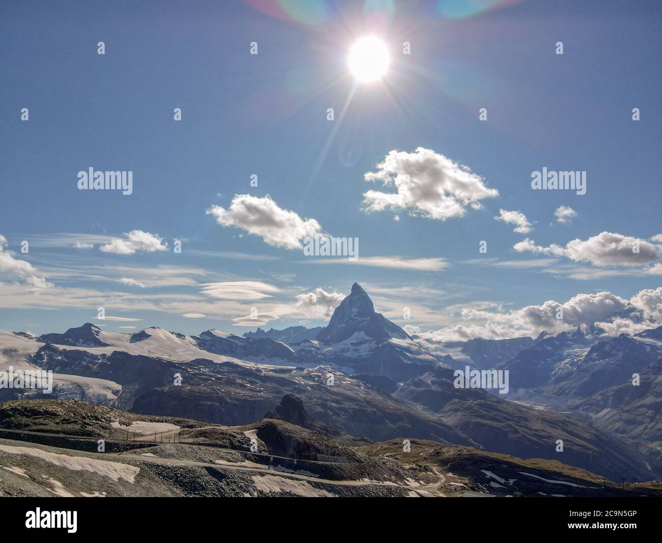 Vista sul monte Cervino da Gornergrat su Zermatt sulle alpi svizzere Foto Stock