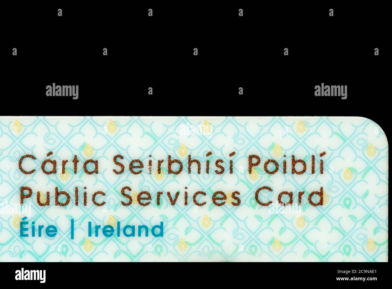 Public Services Card Ireland as Social Welfare ID close up Foto Stock