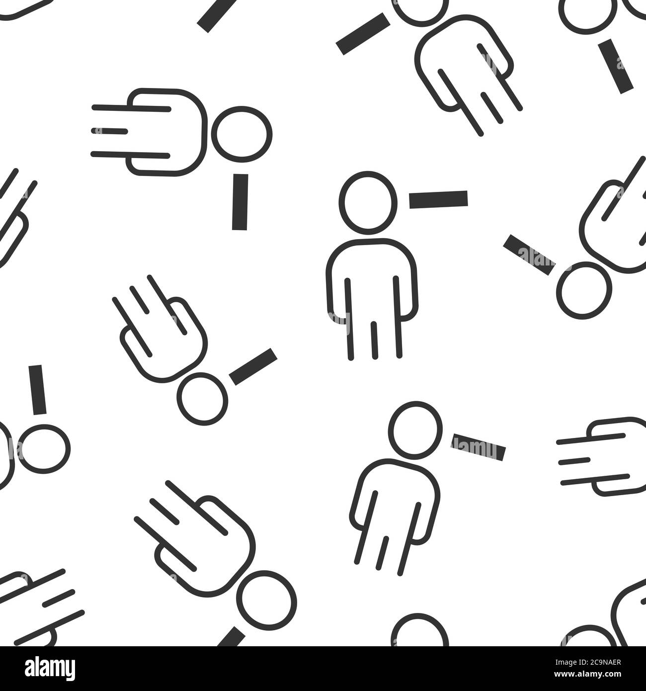 Persone con l'icona meno in stile piatto. Illustrazione della raccolta vettoriale dello staff su sfondo bianco isolato. Concetto aziendale di modello umano senza soluzione di continuità. Illustrazione Vettoriale