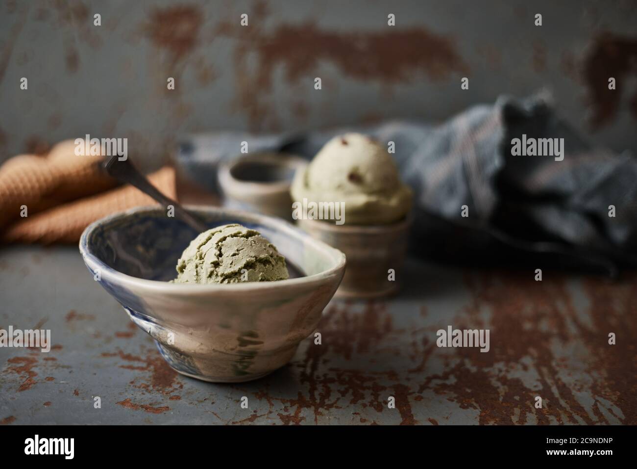 Gelato alla matcha di tè verde fatto in casa. Foto Stock