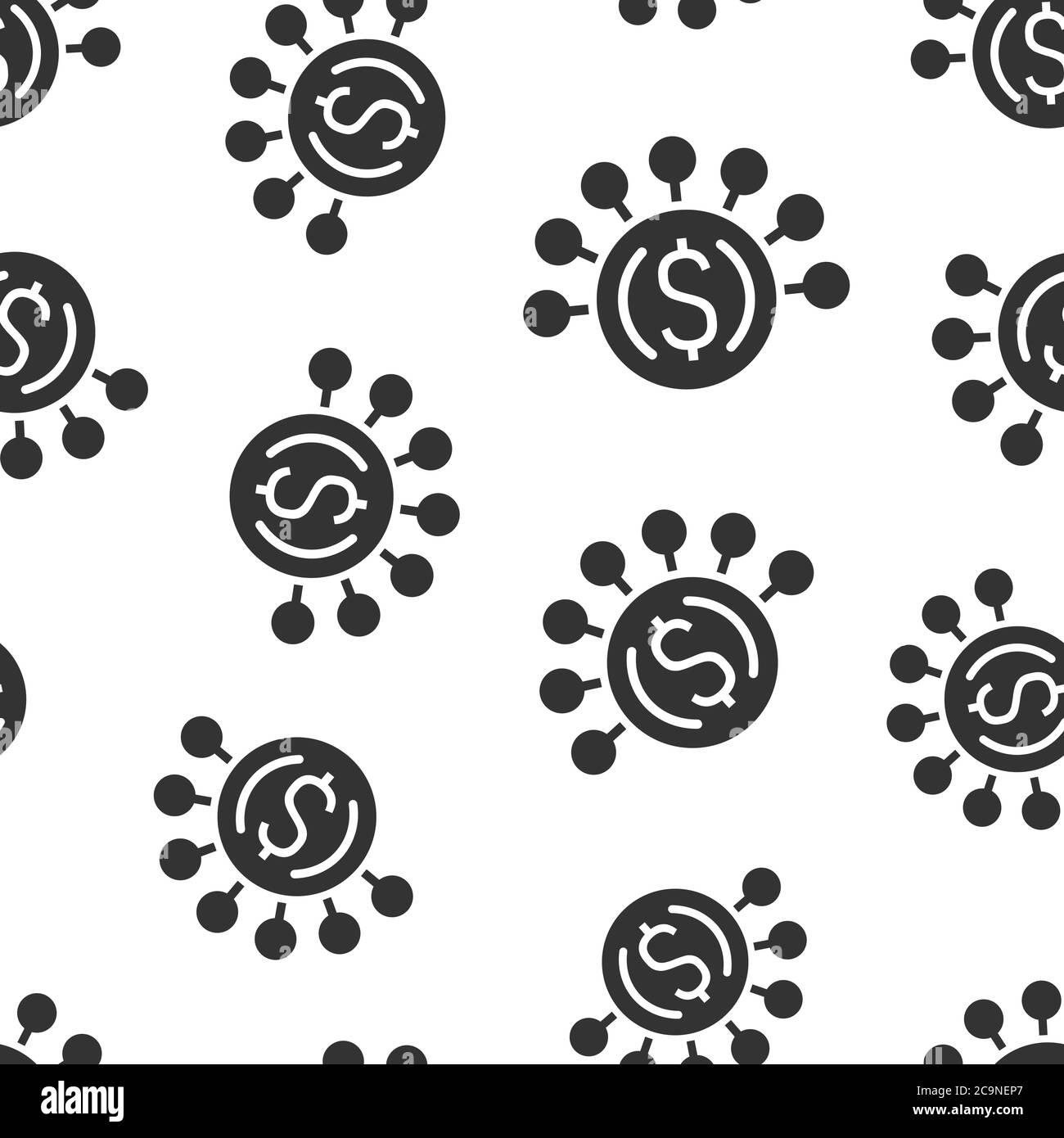 Icona del fatturato in stile piatto. Immagine vettoriale di moneta del dollaro su sfondo bianco isolato. Struttura finanziaria concetto di business modello senza soluzione di continuità. Illustrazione Vettoriale