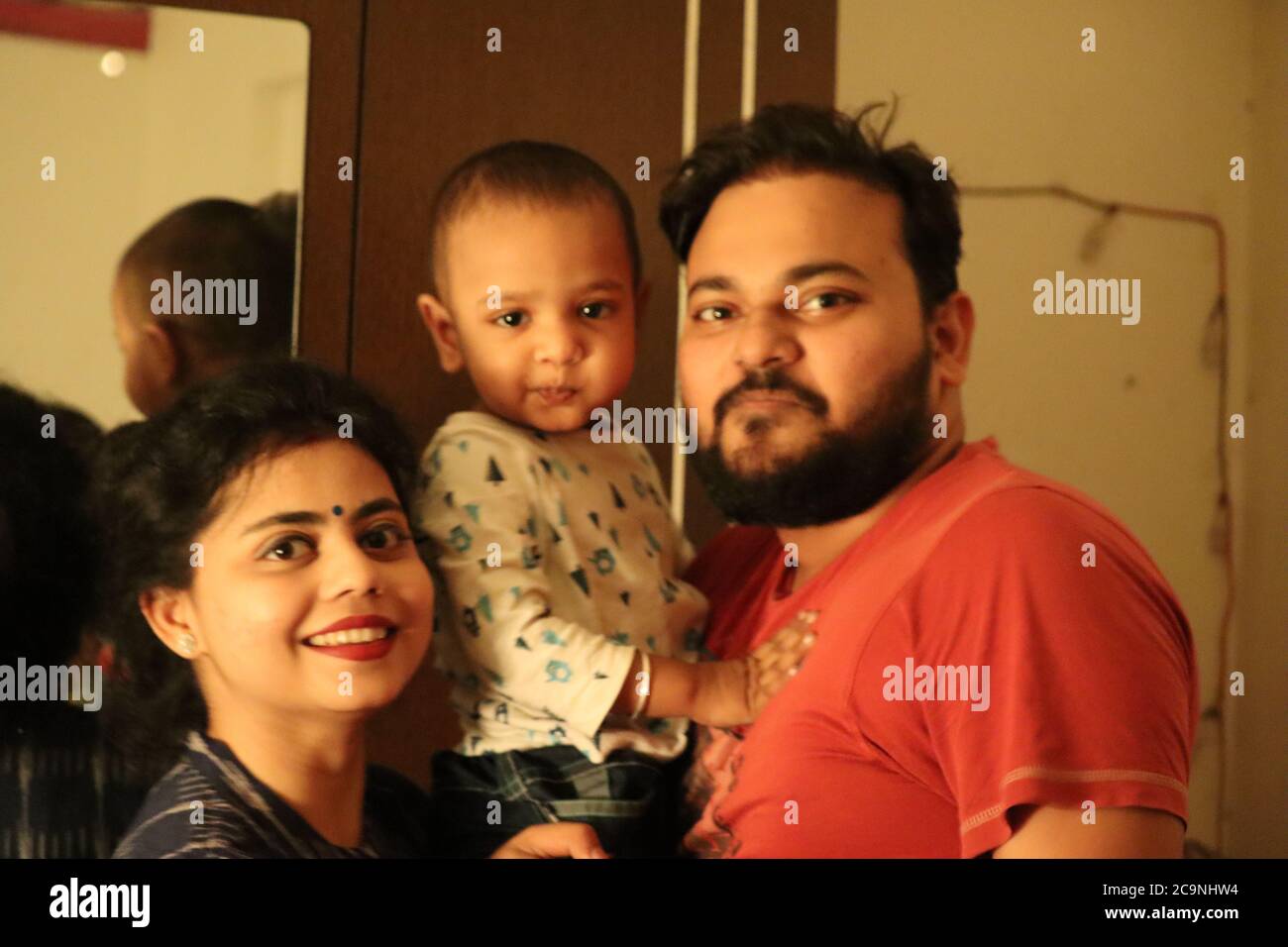 Piccola famiglia indiana Foto Stock