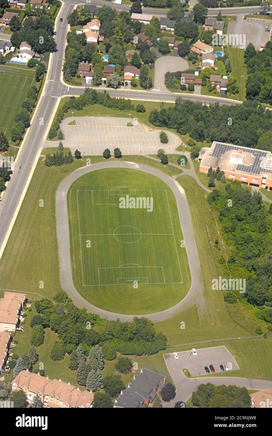 Campo da calcio, vista aerea Foto Stock