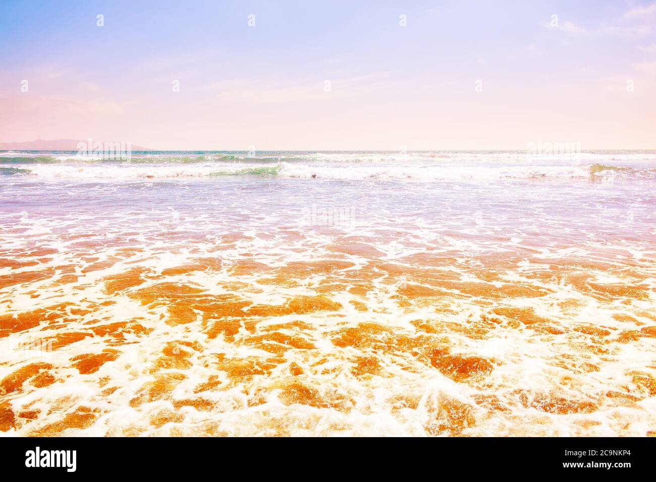 Belle onde dell'oceano pacifico a la Serena, Cile Foto Stock