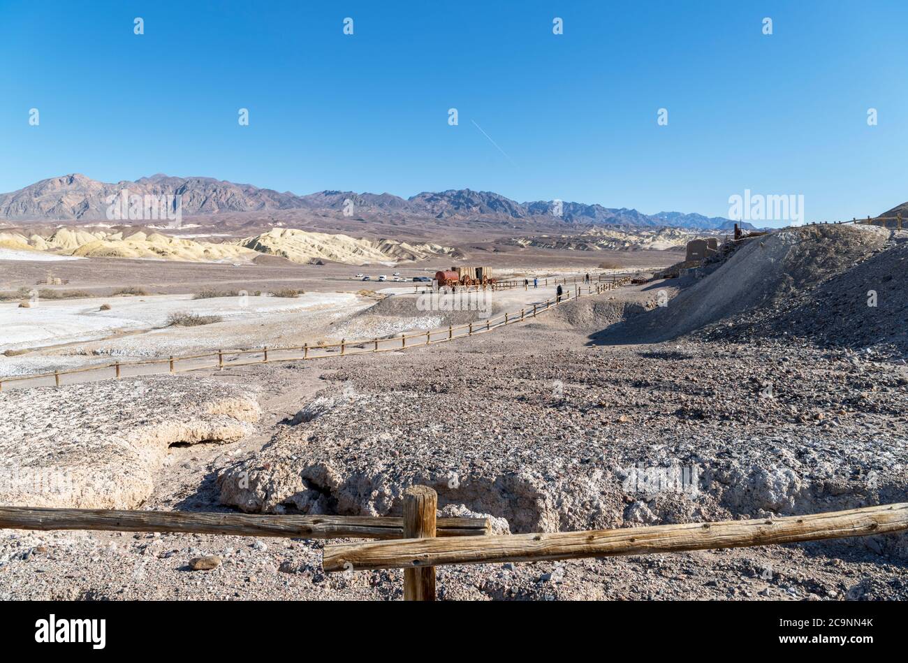 Carri borax "Twenty mule team", Harmony borax Works, Furnace Creek, Death Valley National Park, California, USA Foto Stock