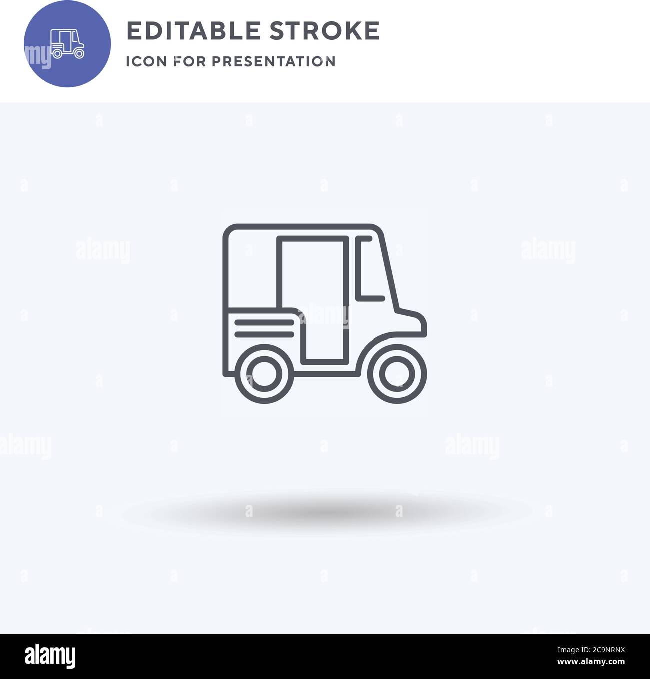 Vettore di icone autorickshaw, segno piatto riempito, pittogramma solido isolato su bianco, illustrazione del logo. Icona autorickshaw per la presentazione. Illustrazione Vettoriale