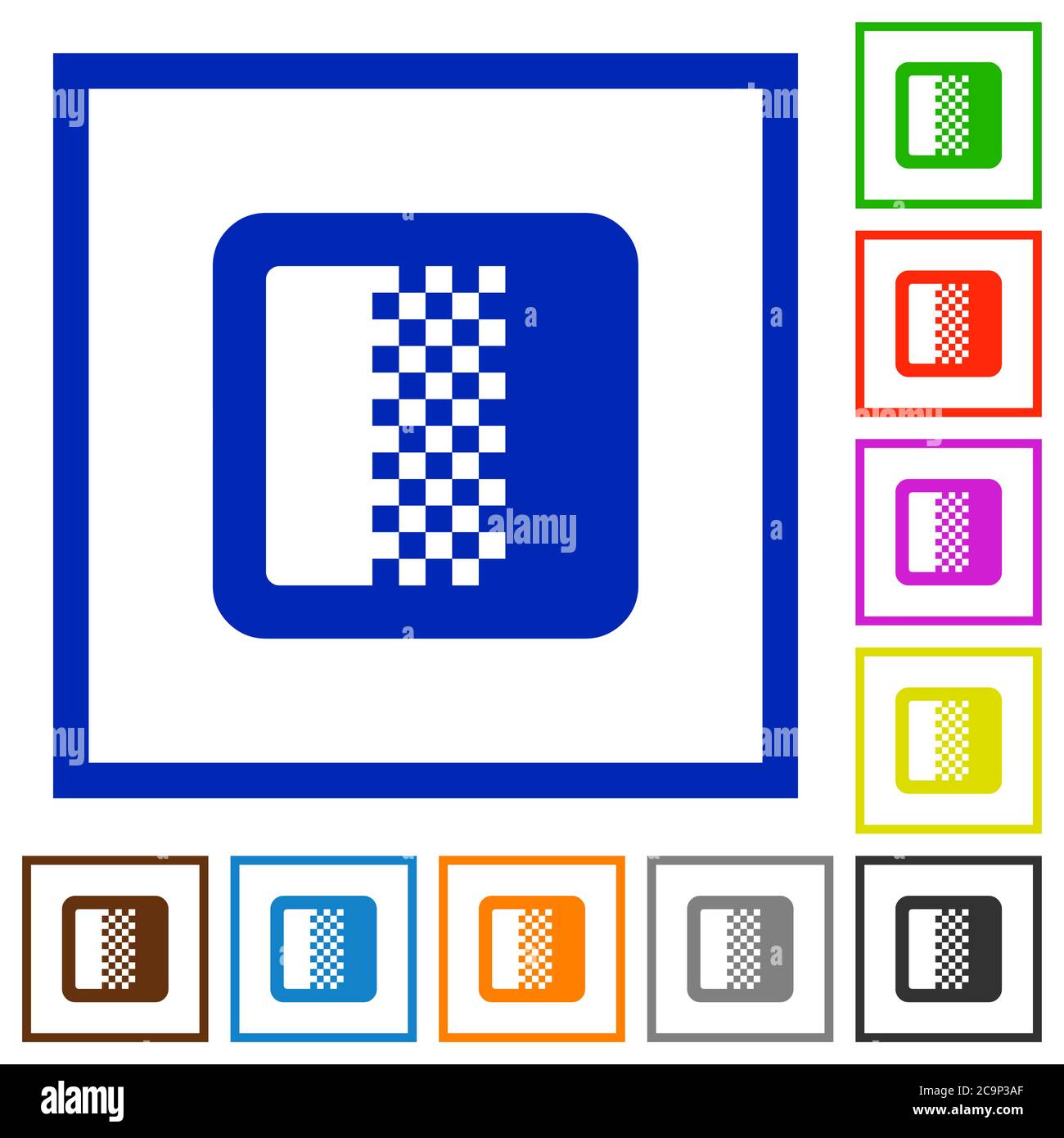 Colore sfumatura icone di colore piatto in cornici quadrate su sfondo bianco Illustrazione Vettoriale