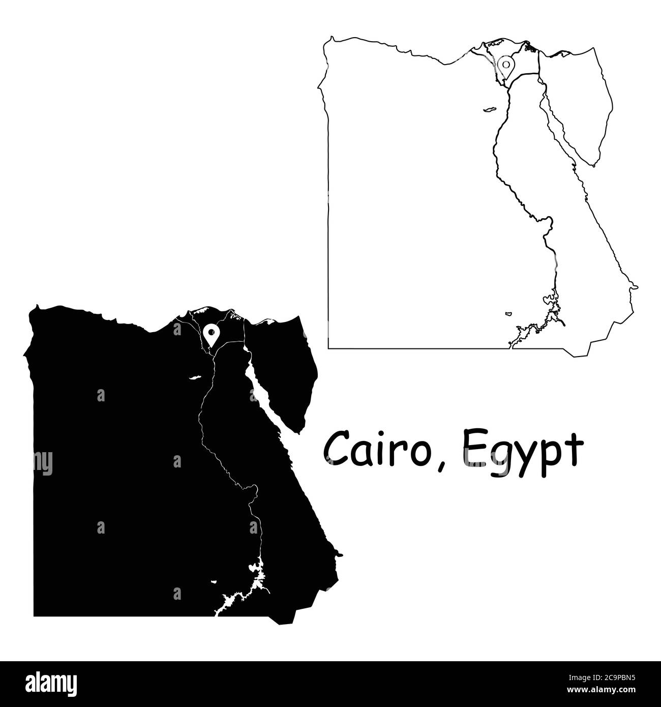 mappe egitto - 7 Cairo Egitto. Mappa dettagliata del Paese con il pin della posizione sulla città capitale. Silhouette nera e mappe di contorno isolate su sfondo bianco. Vettore EPS Immagine e Vettoriale - Alamy