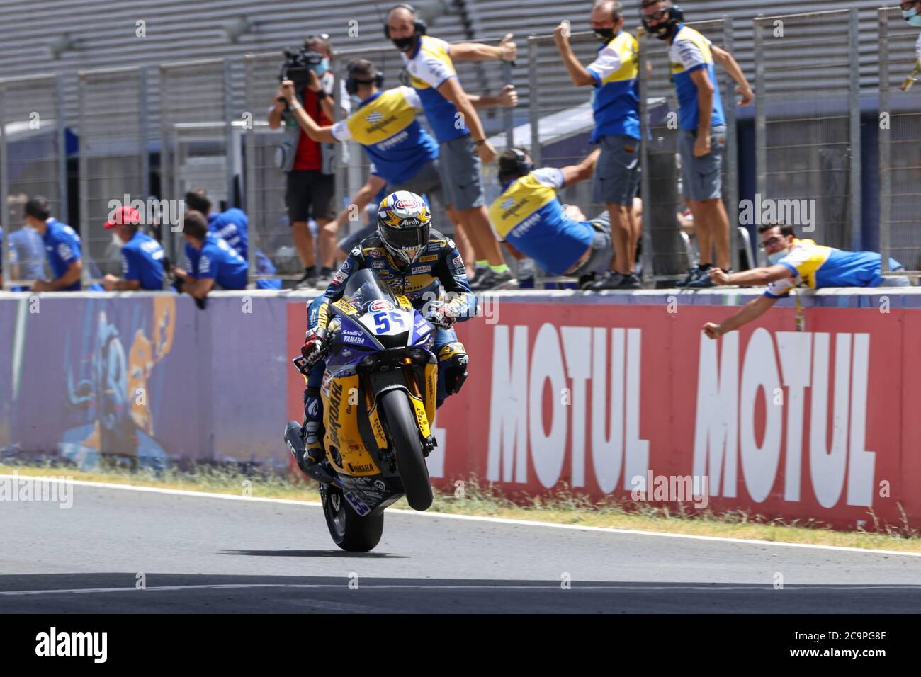 Jerez, Spagna. 02 agosto 2020. Prima giornata mondiale di gare SBK sul circuito di Jerez Angel-Nieto, Jerez 1 agosto 2020 Andrea Locatelli SSP circuito di Jerez Angel-Nieto/Cordon Press Credit: CORDON PRESS/Alamy Live News Foto Stock