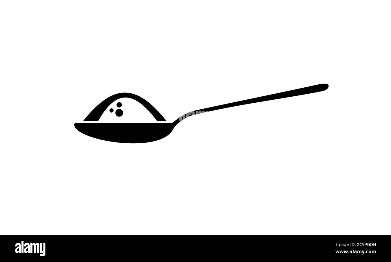 Cucchiaio con icona ingrediente. Cucchiaino da tè con zucchero, sale, farina. Cucina proces concetto. Vettore su sfondo bianco isolato. EPS 10 Illustrazione Vettoriale