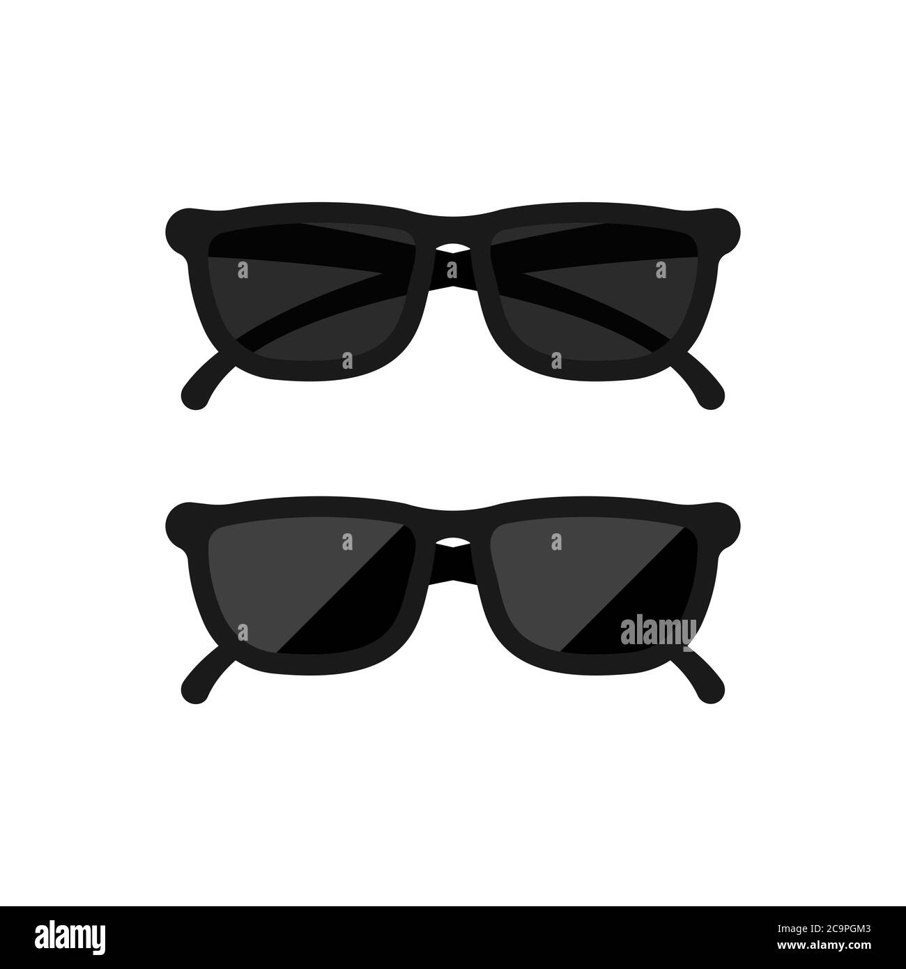 Icona di sunglusses nera. Design realistico. Vettore su sfondo bianco isolato. EPS 10 Illustrazione Vettoriale