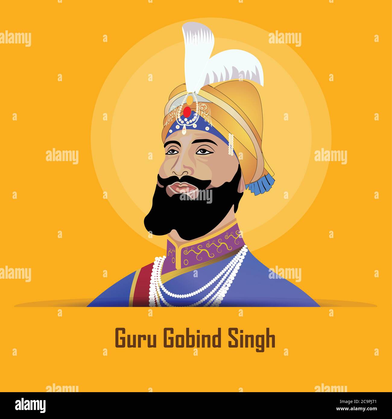 Illustrazione vettoriale di un Banner per felice Guru Gobind Singh Jayanti festival di Sikh celebrazione Illustrazione Vettoriale