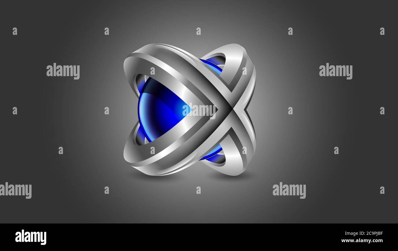 Splendido logo vettoriale 3D metallizzato Foto Stock