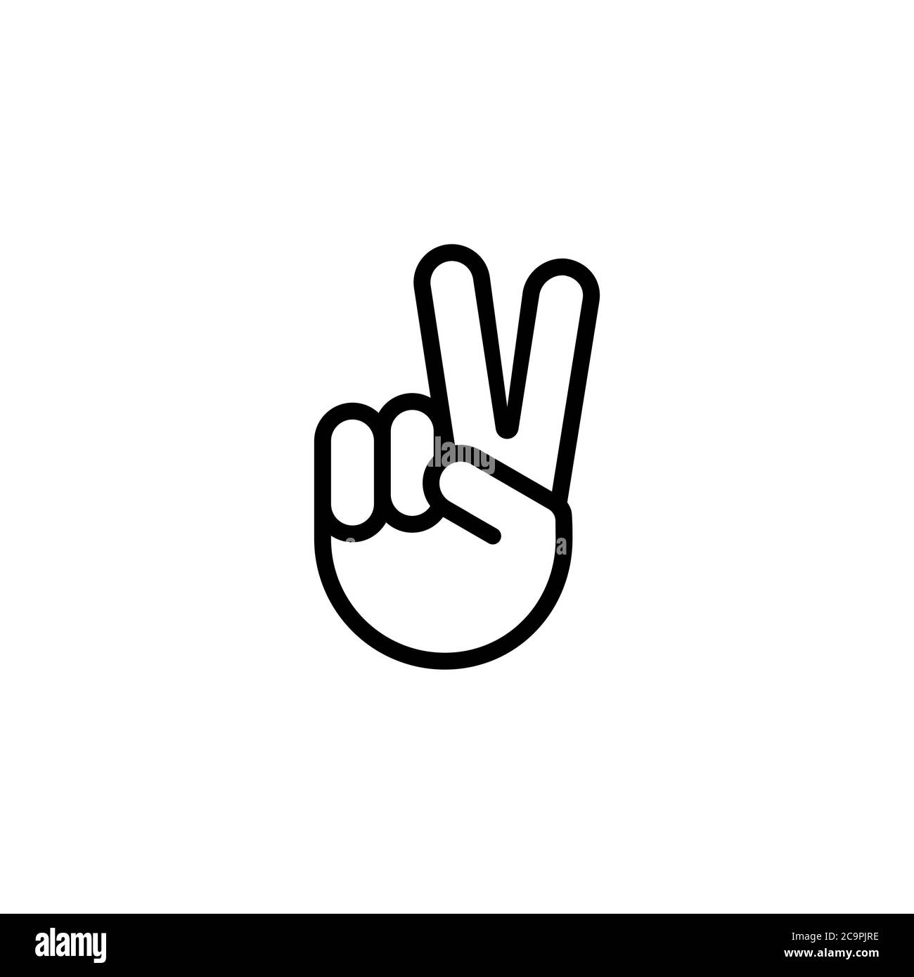 Segno della vittoria. Due dita verso l'alto. Vettore su sfondo bianco isolato. EPS 10 Illustrazione Vettoriale