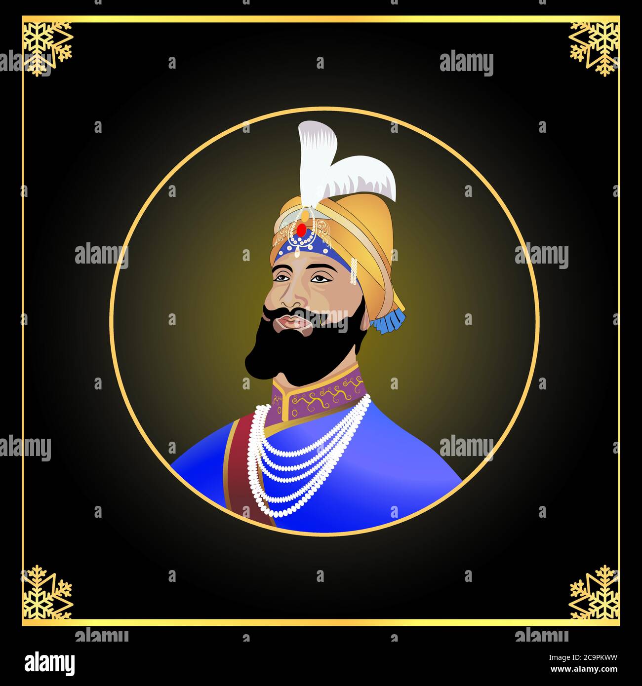 Illustrazione vettoriale di un Banner per felice Guru Gobind Singh Jayanti festival di Sikh celebrazione Illustrazione Vettoriale