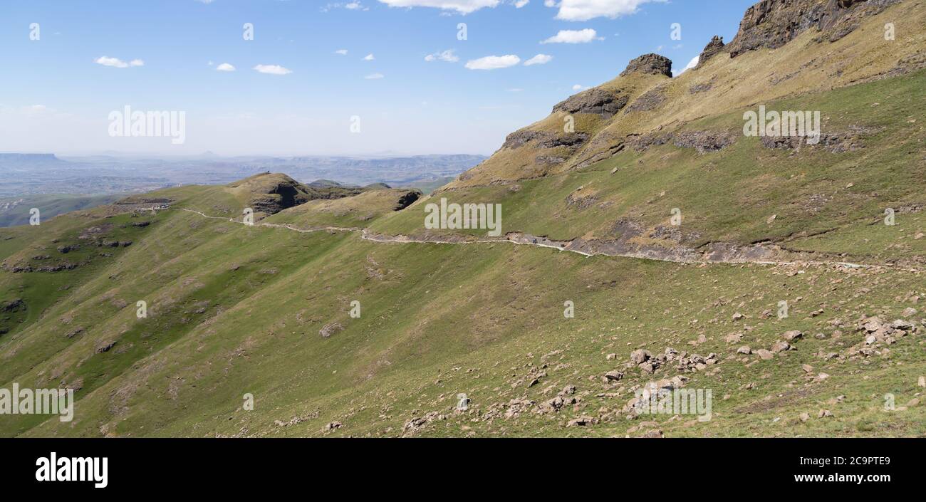 Panorama sul Sentinel Peak escursione, Royal Natal National Park, KwaZulu-Natal, Sud Africa Foto Stock