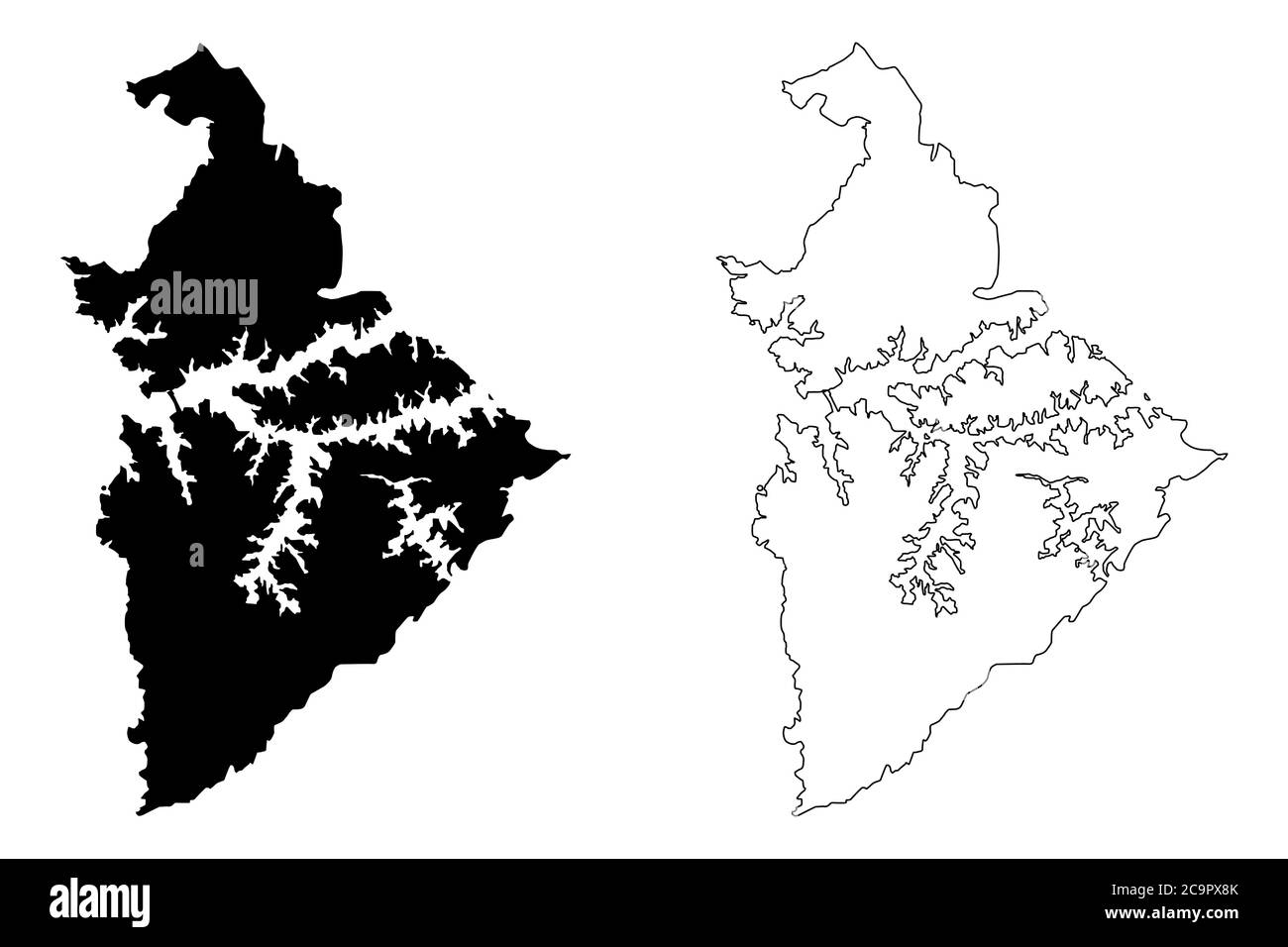 Sao Bernardo do campo City (Repubblica Federativa del Brasile, Stato di San Paolo) mappa illustrazione vettoriale, abbozzamento scrimbibile Città di Sao Bernardo do campo mappa Illustrazione Vettoriale
