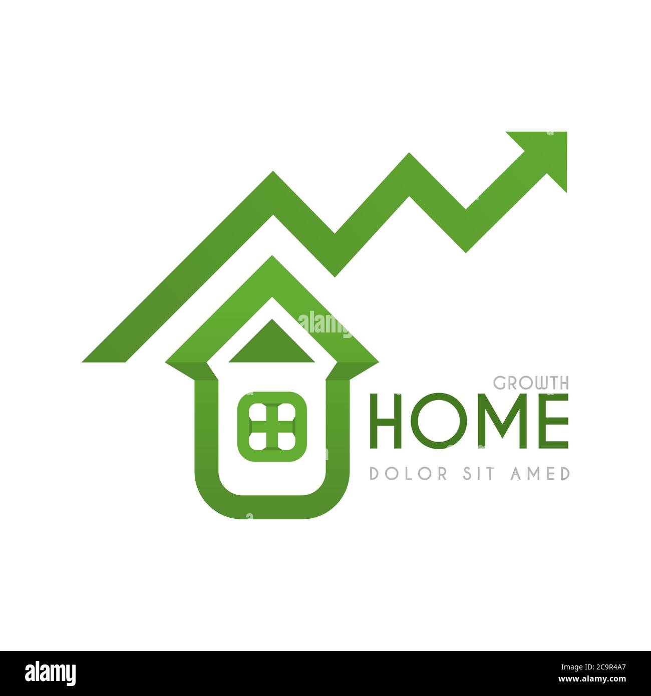 Logo verde residenziale casa con alto finanziario e profitto Guarantees.eco-friendly logo verde casa con alto profitto di investimento Illustrazione Vettoriale