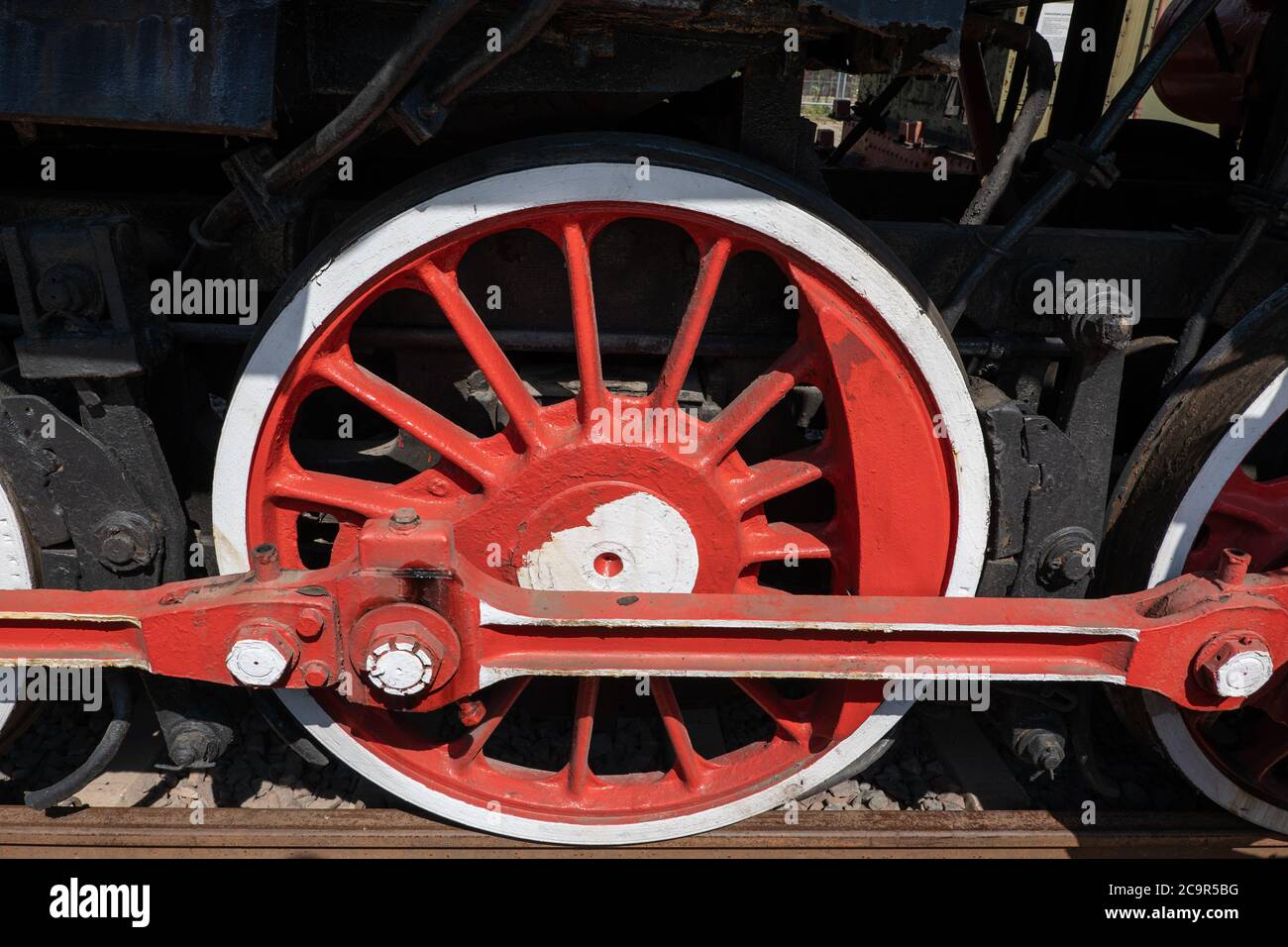 Locomotiva a vapore Ty43-17 ruote motrici dal 1947 nel Museo della Stazione (Stacja Muzeum) a Varsavia, Polonia Foto Stock