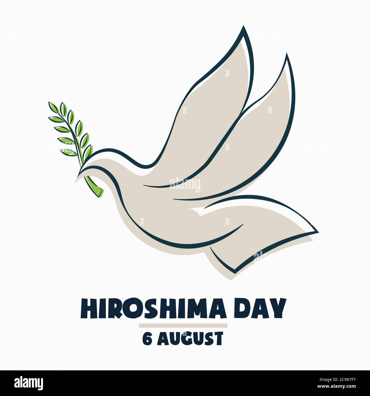 Hiroshima giorno, 6 agosto, colorato volante colomba uccello poster, flat illustrazione, vettore Illustrazione Vettoriale