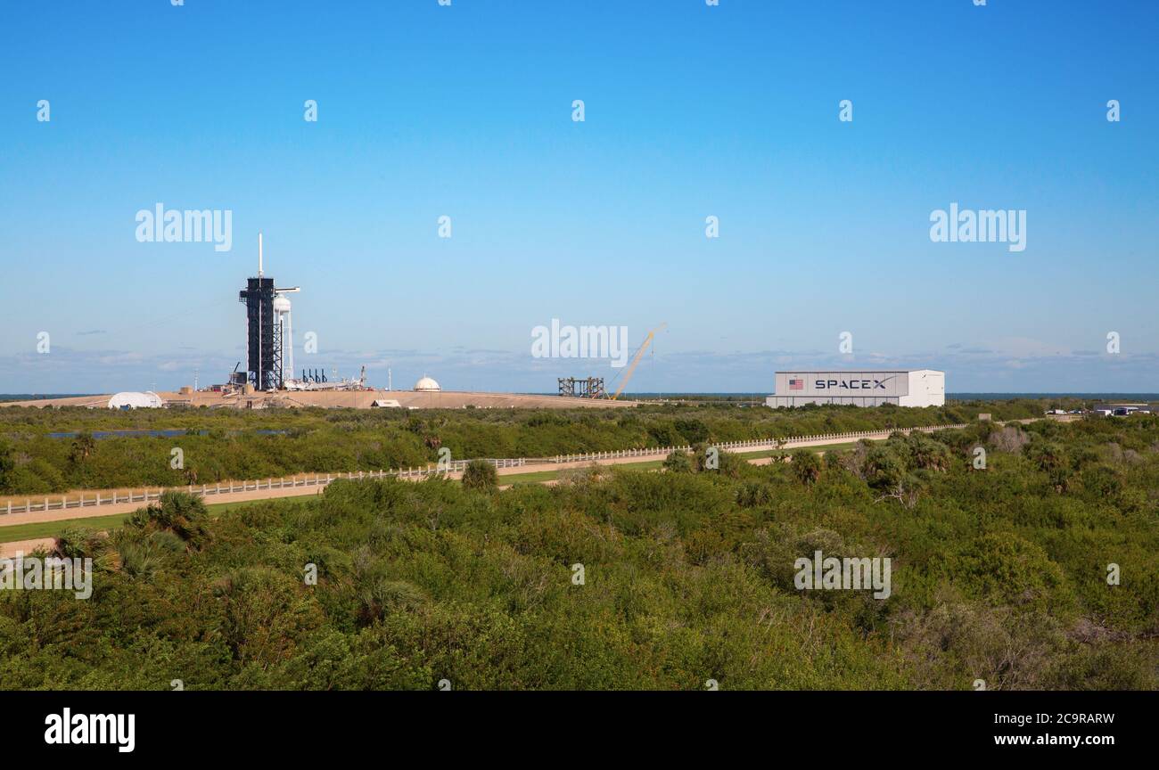 KENNEDY SPACE CENTER, FLORIDA, USA - 2 DICEMBRE 2019: Sito di lancio della NASA LC-39A al Kennedy Space Center. L'LC-39A è utilizzato da SpaceX per Falcon 9 e. Foto Stock