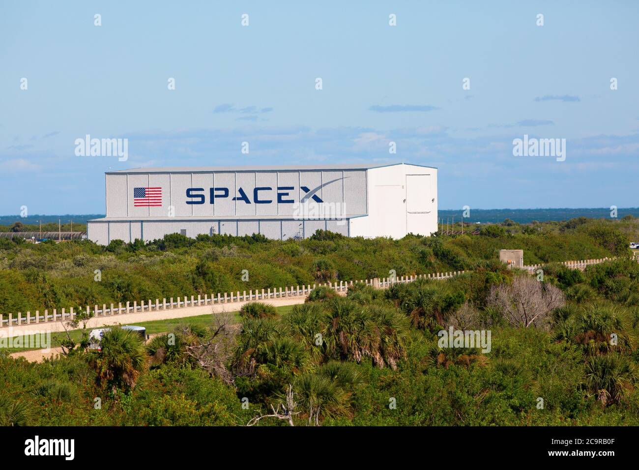KENNEDY SPACE CENTER, FLORIDA, USA - 2 DICEMBRE 2019: Sito di lancio della NASA LC-39A al Kennedy Space Center. L'LC-39A è utilizzato da SpaceX per Falcon 9 e. Foto Stock