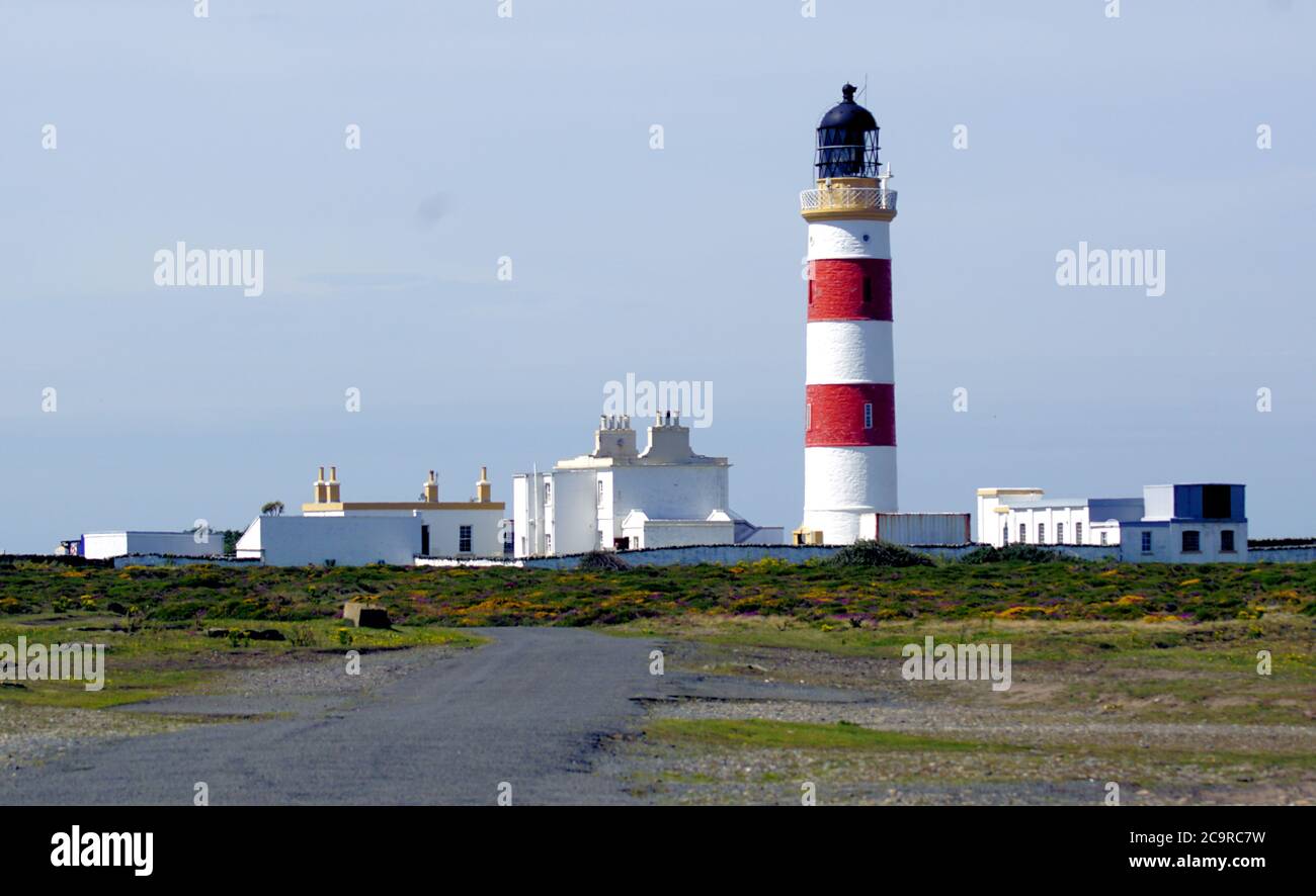 Punto di Ayre Lghthouse, Isola di Man Foto Stock