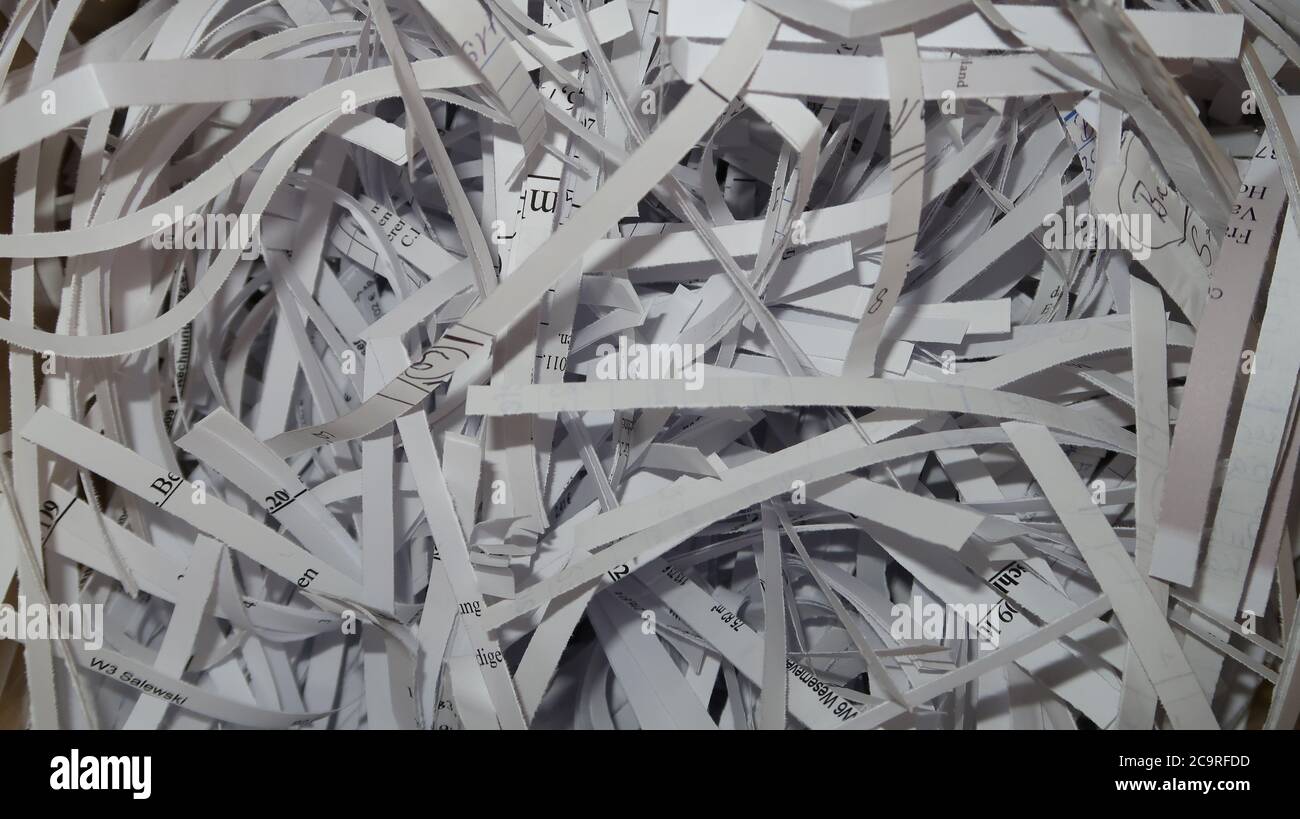 sfondo di primo piano di carta bianca sminuzzata Foto Stock