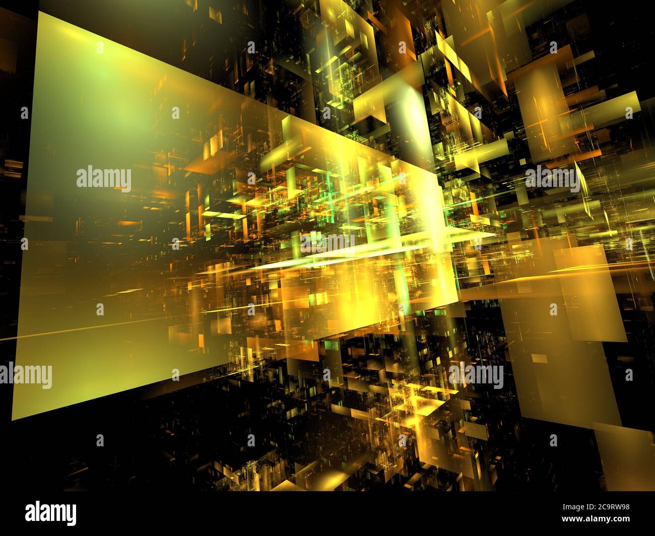 Fractal City Design - strutture grafiche tridimensionali per i temi della tecnologia, della comunicazione Foto Stock