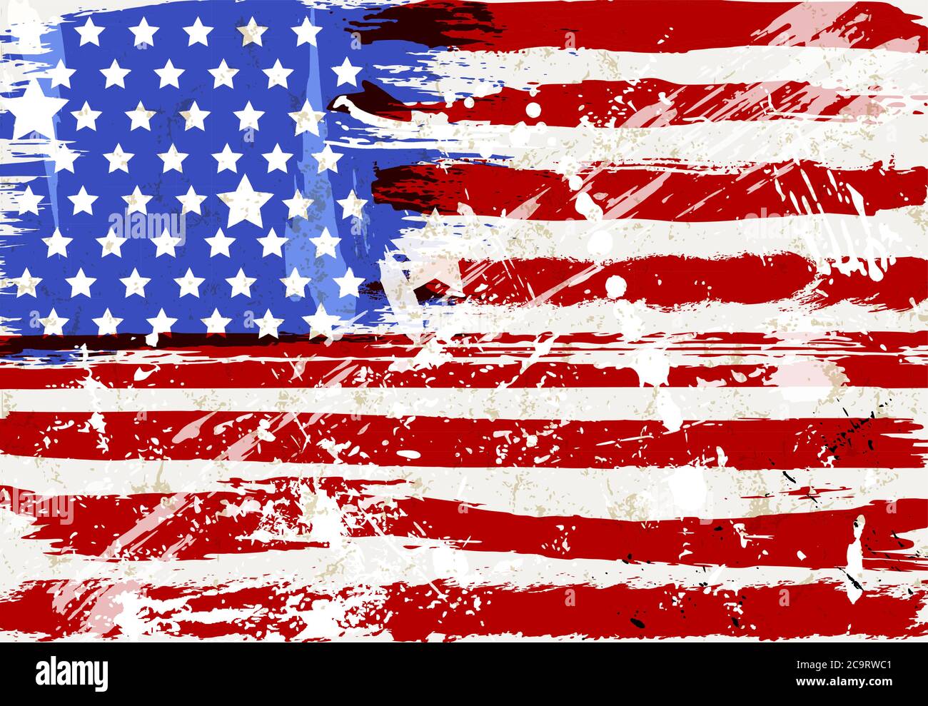 disegno astratto dello sfondo, con tratti e schizzi, stelle, strisce, bandiera, grugia Illustrazione Vettoriale