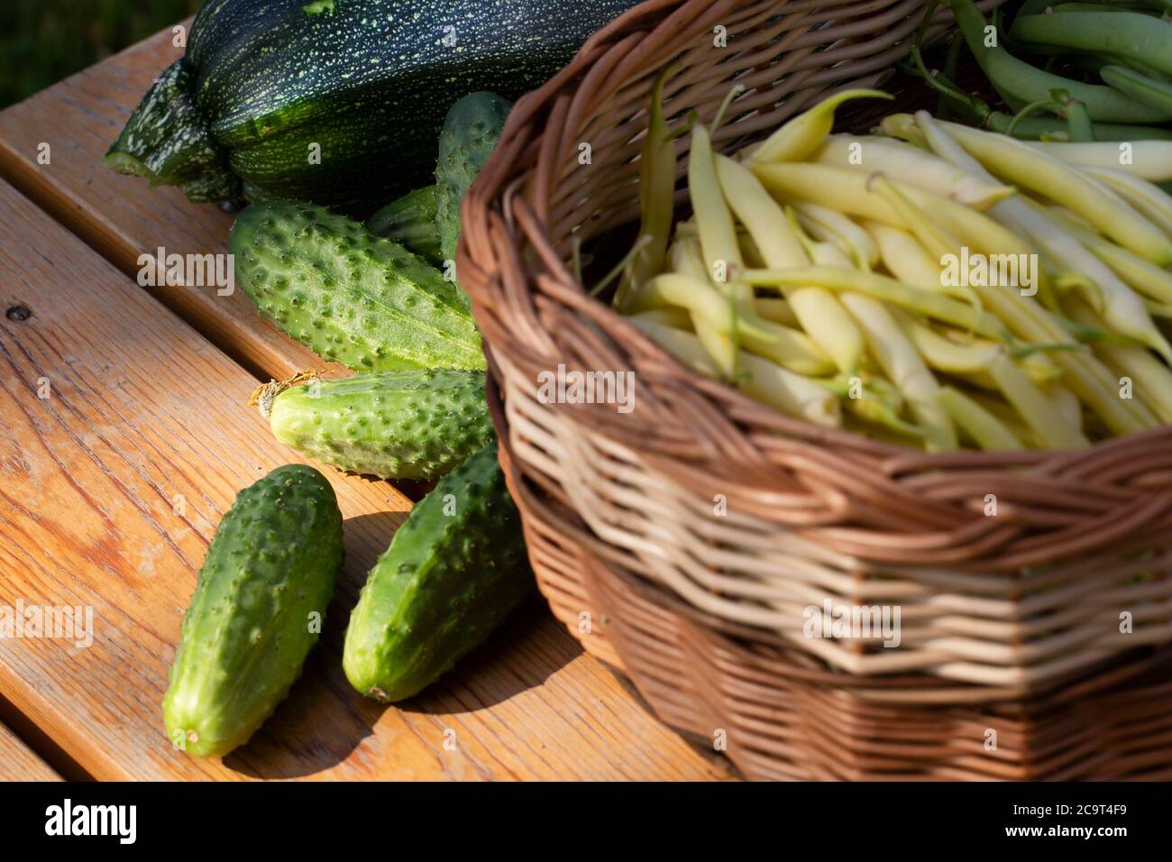 Cibo verde crudo. Sano cibo vegetariano concetto, fresco selezione di cibo verde per dieta detox Foto Stock