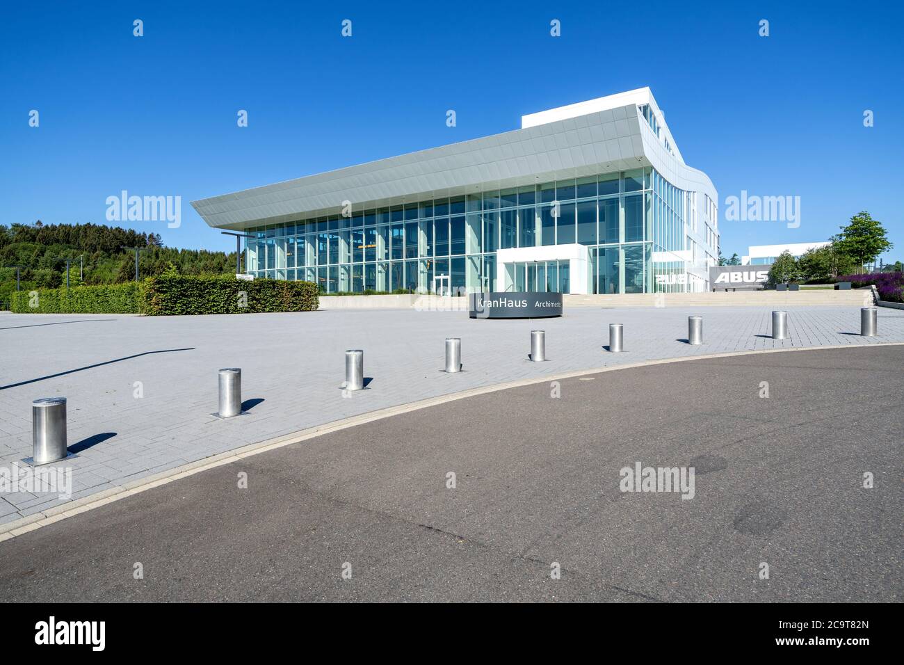Casa di gru ABUS a Gummersbach, Germania. ABUS Kransysteme è uno dei principali produttori di gru per interni in Europa. Foto Stock