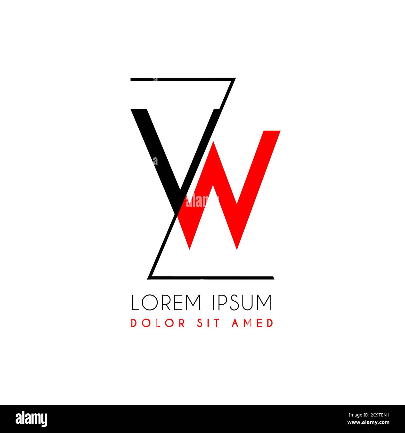 Lettera del logo VW separata da una linea a zigzag nera Illustrazione Vettoriale