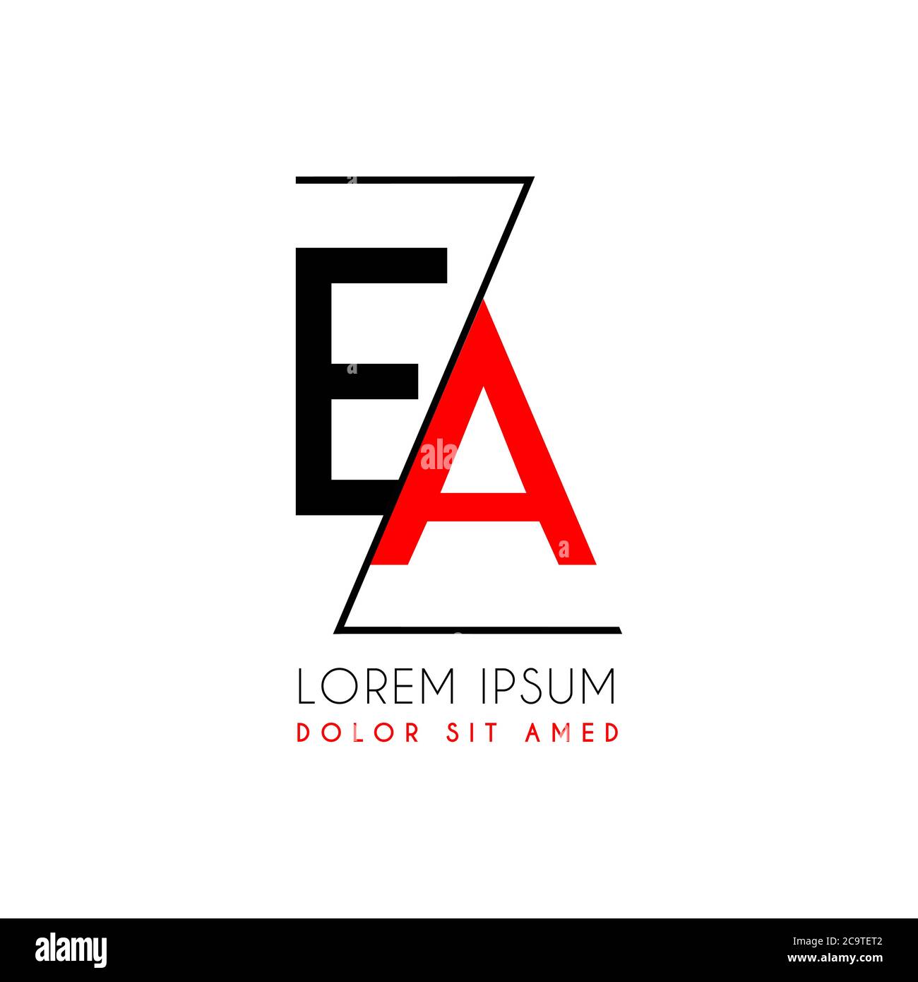 Lettera del logo EA separata da una linea a zigzag nera Illustrazione Vettoriale